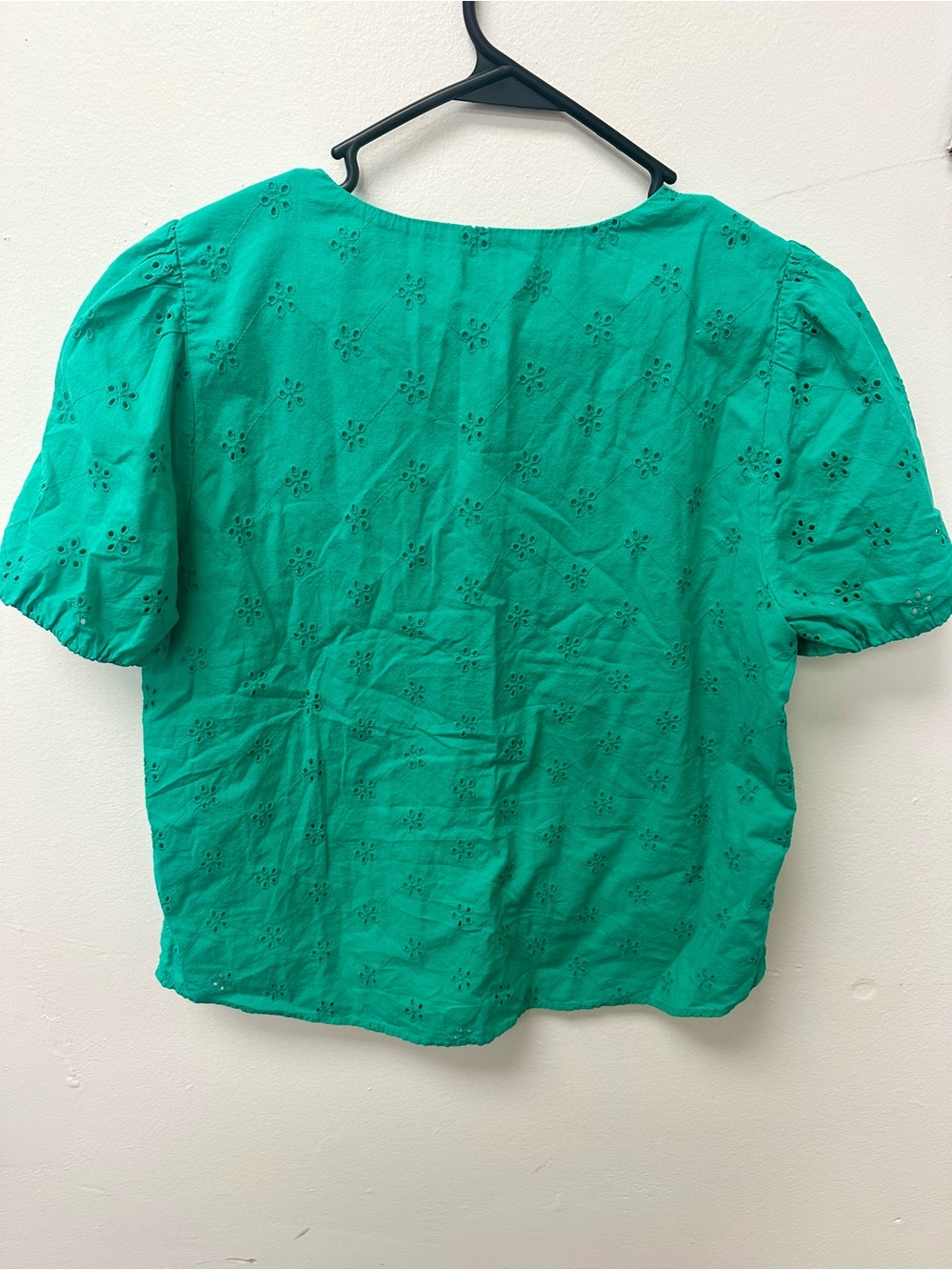 J. Crew Green Eyelet Button-Front Blouse - Picture 7 of 7